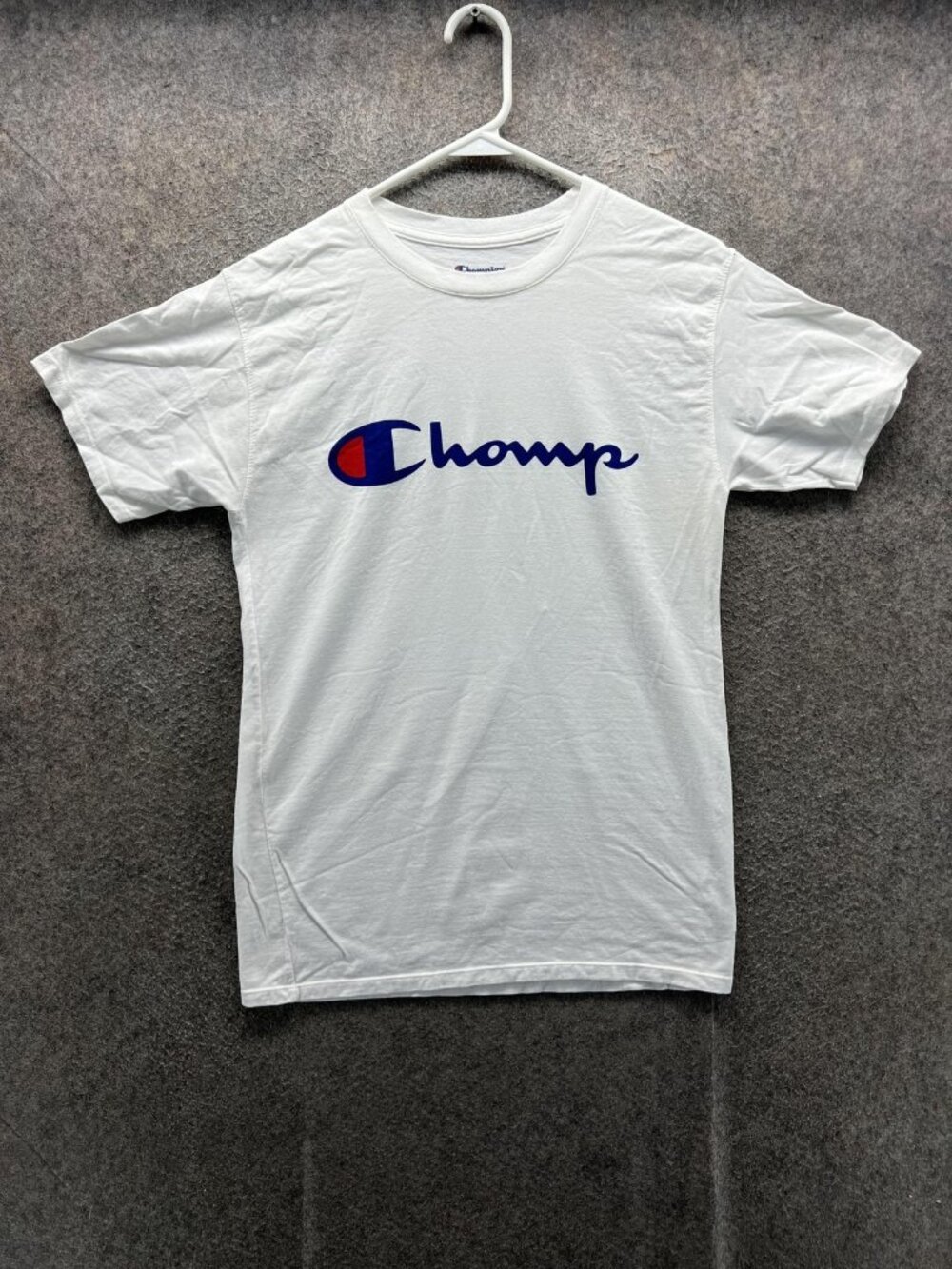 Champion Shirt Mens Small White Logo Graphic Tee Crewneck Cotton Casual Vintage
